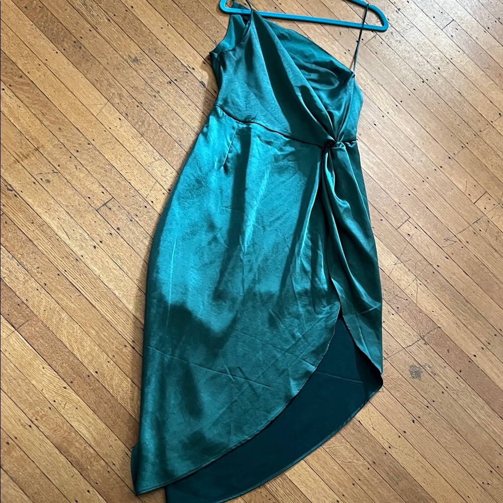 Beautiful Green Satin o.p.t. Dress. large